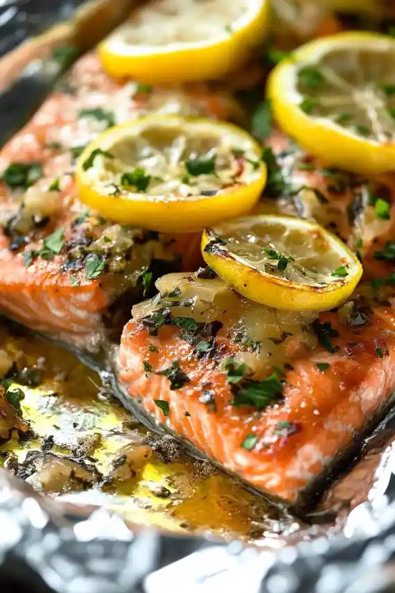 Easy Baked Salmon Recipe in Foil with Lemon Slices